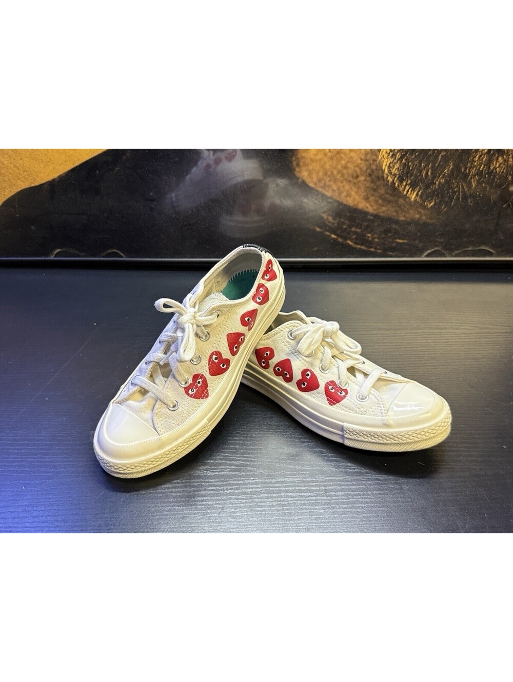 Comme des Garcons PLAY Converse Chuck 70 Low Multi Heart Egret Womens 6 Mens 4
